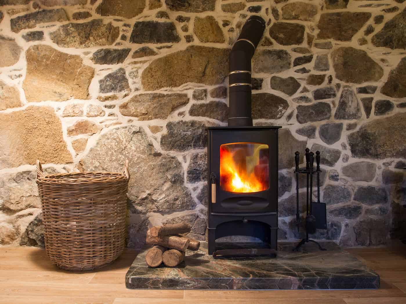 lighting a wood stove